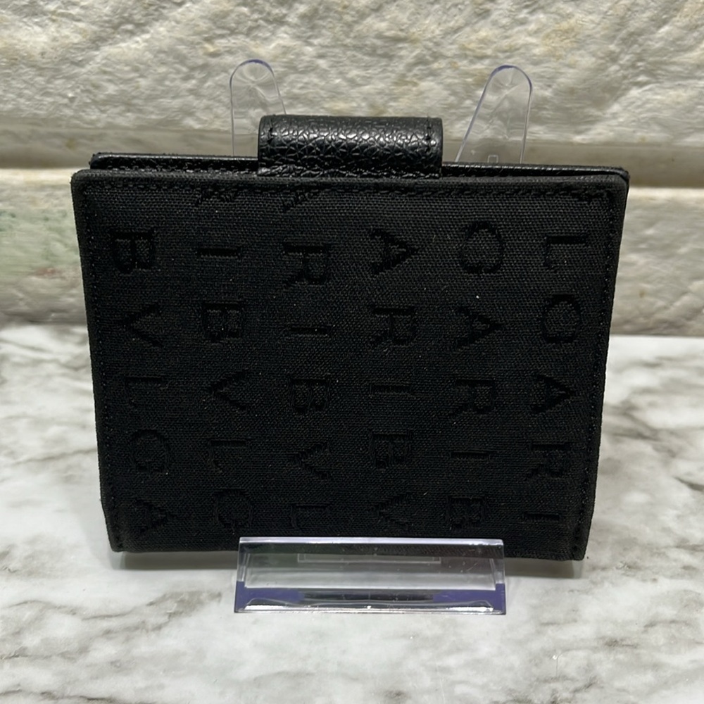 Bvlgari Unisex Wallet Signature Logo Mania Black Silver Authentic In EUC - Picture 3 of 13